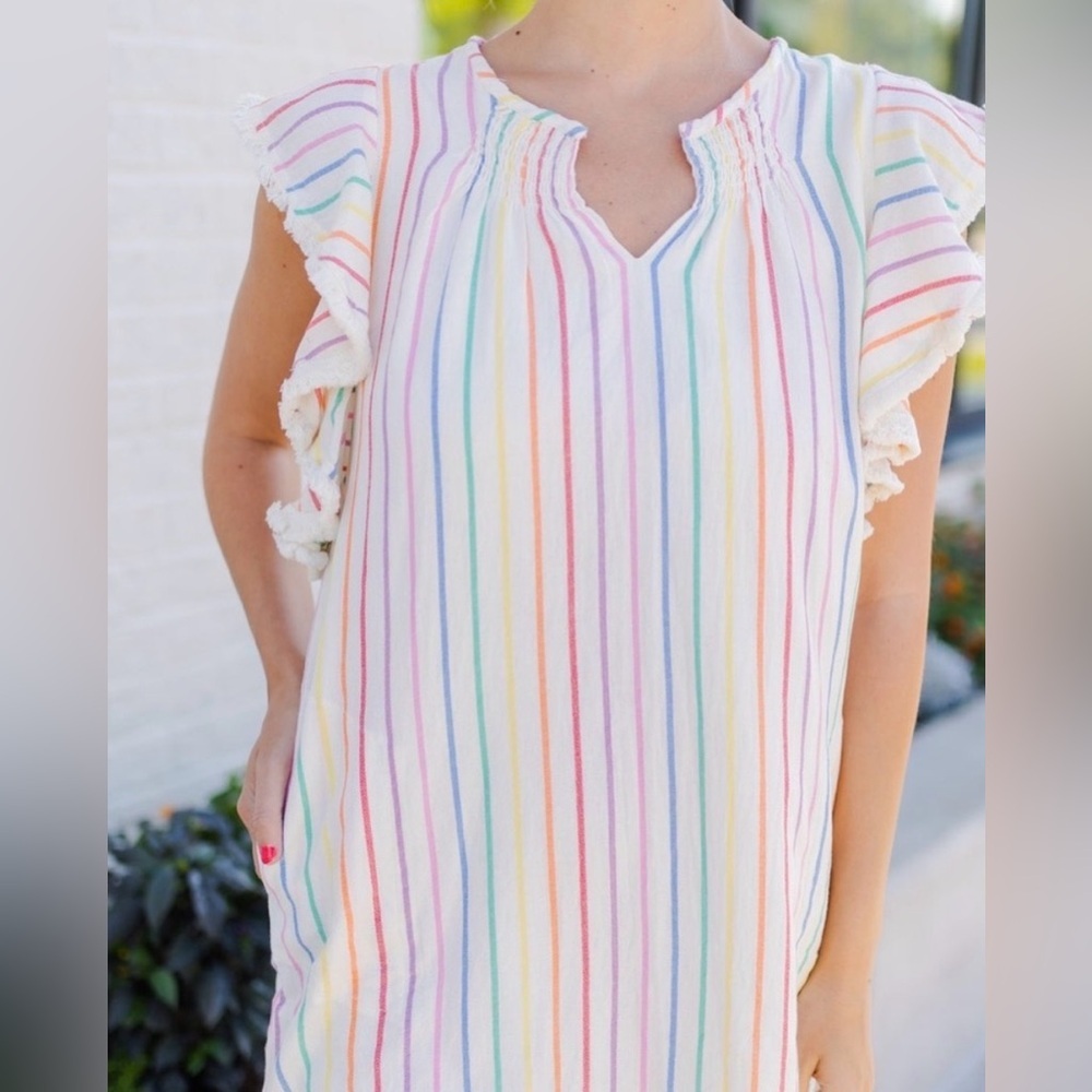THML striped fringe dress, medium